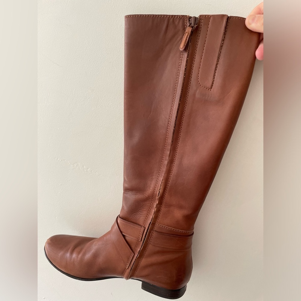 Cole Haan Russell Sequoia Brown Leather Designer Tall Knee High Riding Boots 7.5 - Picture 5 of 10